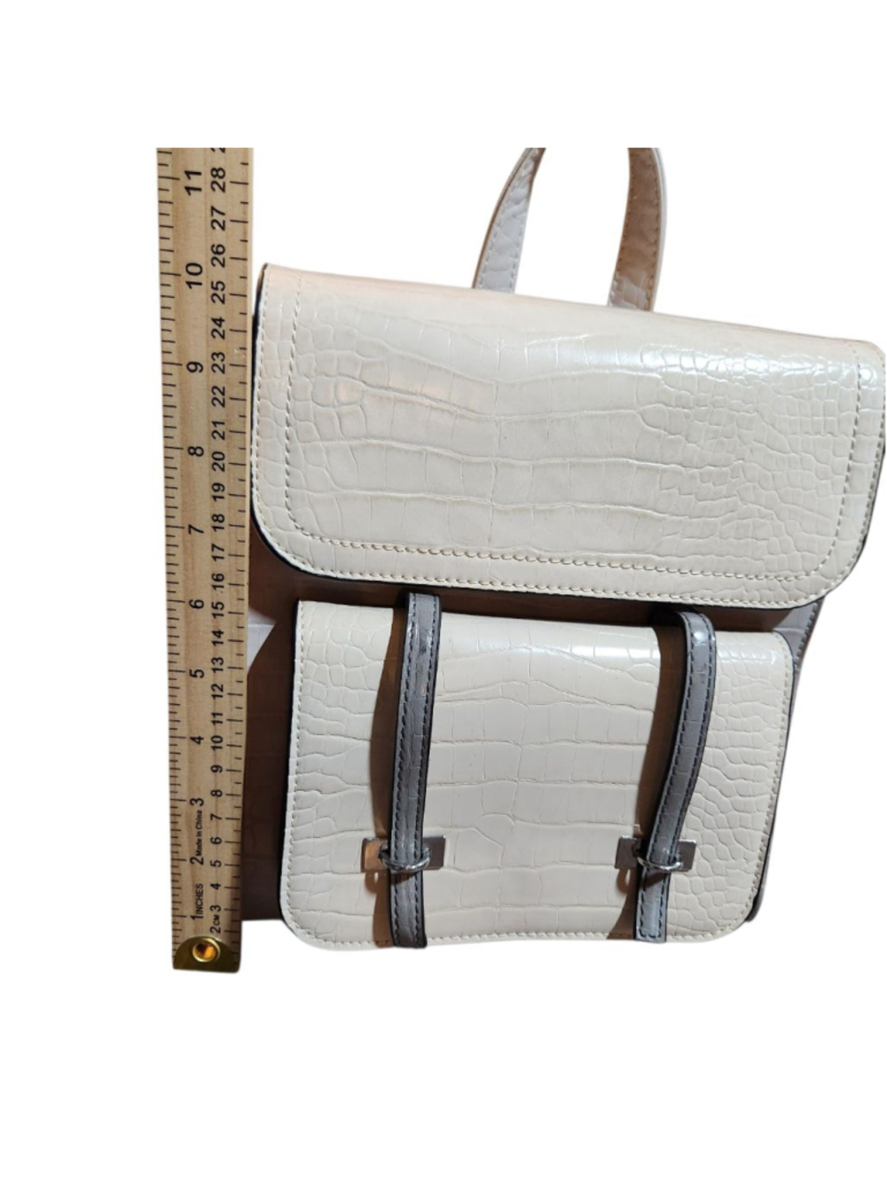 Meli Melo Off White Croc Embossed Backpack - Picture 6 of 7